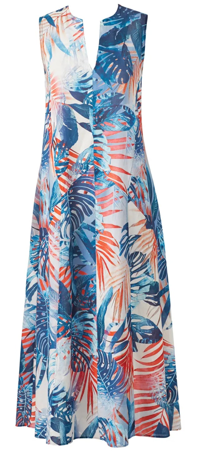 Fuzzi Red White Blue Midi Dress Medium Vacation Cotton Italian Designer $740